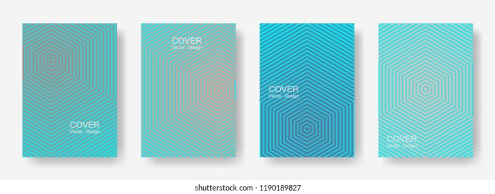 Minimal covers design with hexagon lines. Geometric halftone gradient backgrounds.  Cool Future geometric patterns with hexagons. Halftone lines texture backgrounds.