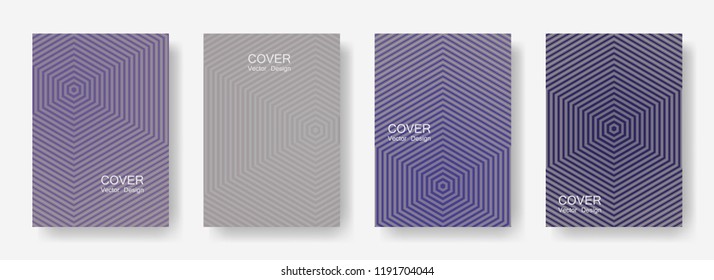 Minimal covers design with hexagon lines. Geometric halftone gradient backgrounds.  Laconic Eps10 vector. Future geometric patterns with hexagons. Halftone lines texture backgrounds design.