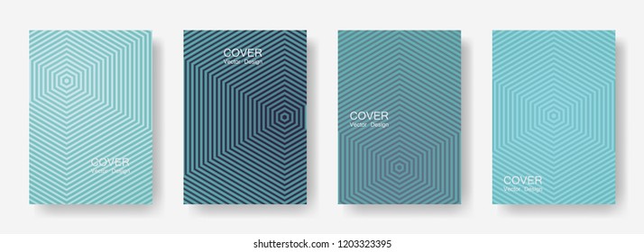 Minimal covers design with hexagon lines. Geometric halftone gradient backgrounds.  Cards Future geometric patterns with hexagons. Halftone lines texture backgrounds design.