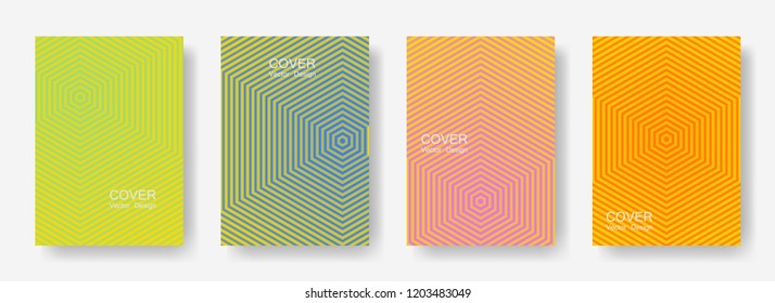 Minimal covers design with hexagon lines. Geometric halftone gradients.  Covers Eps10 vector. Future geometric patterns with hexagons. Halftone lines texture backgrounds design.
