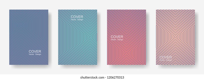Minimal covers design with hexagon lines. Geometric halftone gradient backgrounds.  Fashionable Future geometric patterns with hexagons. Halftone lines texture backgrounds.