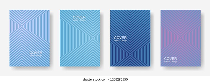 Minimal covers design with hexagon lines. Geometric halftone gradient backgrounds.  Flat Eps10 vector. Future geometric patterns with hexagons. Halftone lines texture backgrounds design.