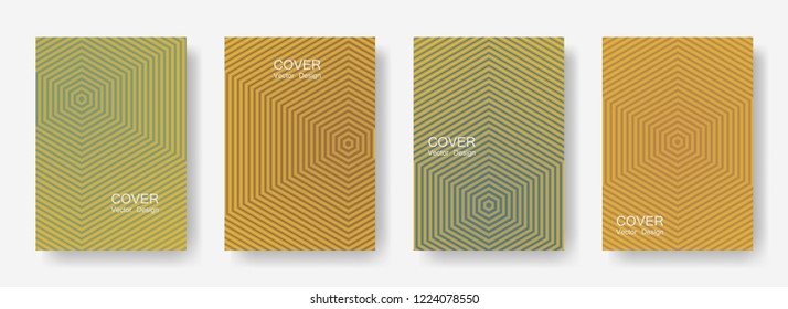 Minimal covers design with hexagon lines. Geometric halftone gradient backgrounds.  Stylish Eps10 vector. Future geometric patterns with hexagons. Halftone lines texture backgrounds.