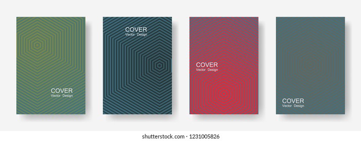 Minimal covers design with hexagon lines. Geometric halftone gradients.  Flyers Future geometric patterns with hexagons. Halftone lines texture backgrounds.