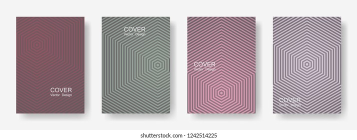 Minimal covers design with hexagon lines. Geometric halftone gradient backgrounds.  Striped Eps10 vector. Future geometric patterns with hexagon shape. Halftone lines texture backgrounds.