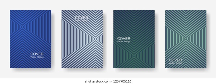 Minimal covers design with hexagon lines. Geometric halftone gradients.  Flat Eps10 vector. Future geometric patterns with hexagon shape. Halftone lines texture backgrounds.