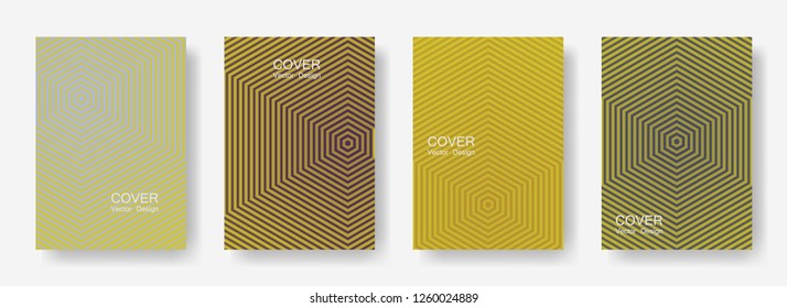 Minimal covers design with hexagon lines. Geometric halftone gradient backgrounds.  Technological Future geometric patterns with hexagons. Halftone lines texture backgrounds design.