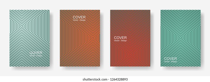 Minimal covers design with hexagon lines. Geometric halftone gradient backgrounds.  Vivid Eps10 vector. Future geometric patterns with hexagons. Halftone lines texture backgrounds.