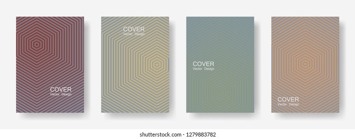 Minimal covers design with hexagon lines. Geometric halftone gradient backgrounds.  Hipster Eps10 vector. Future geometric patterns with hexagons. Halftone lines texture backgrounds design.