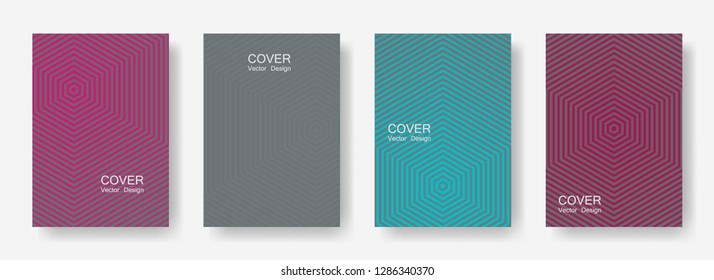 Minimal covers design with hexagon lines. Geometric halftone gradients.  Technological Future geometric patterns with hexagons. Halftone lines texture backgrounds design.