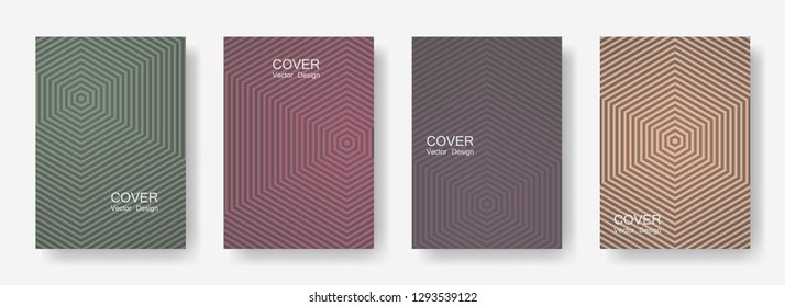 Minimal covers design with hexagon lines. Geometric halftone gradient backgrounds.  2d Eps10 vector. Future geometric patterns with hexagon shape. Halftone lines texture backgrounds.