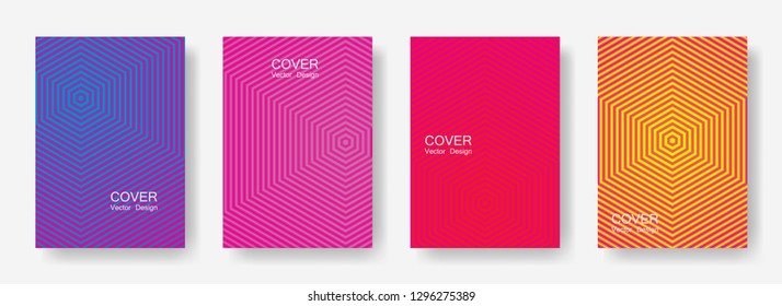 Minimal covers design with hexagon lines. Geometric halftone gradients.  Cool Eps10 vector. Future geometric patterns with hexagons. Halftone lines texture backgrounds.