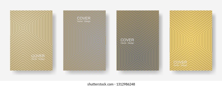 Minimal covers design with hexagon lines. Geometric halftone gradient backgrounds.  Simple Eps10 vector. Future geometric patterns with hexagons. Halftone lines texture backgrounds design.