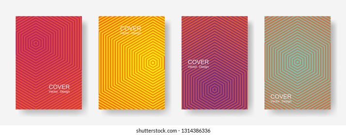 Minimal covers design with hexagon lines. Geometric halftone gradient backgrounds.  Booklets Eps10 vector. Future geometric patterns with hexagon shape. Halftone lines texture backgrounds design.