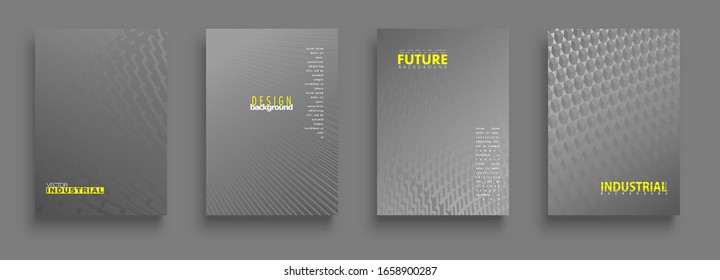 Minimal covers design. Metallic set. Idustrial geometric patterns. Eps10 vector.