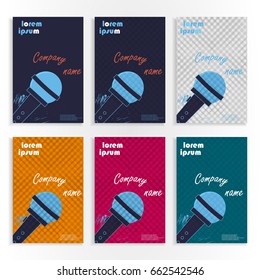Minimal covers design with microphone and text. Gradients and microphone. Eps10 vector.