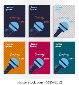 Minimal covers design with microphone and text. Gradients and microphone. Eps10 vector.