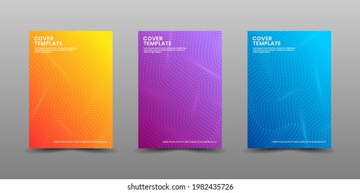 Minimal covers design. Modern background with abstract texture for use element poster, placard, catalog, banner, flyer, etc. Multicolor halftone with waves layer style. Future geometric patterns.