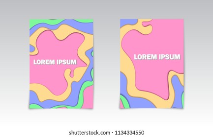 Minimal covers design. Paper cut abstract background. Vector illustration. Realistic 3D papercut trendy style. Design template for flyers, posters. Eps 10.