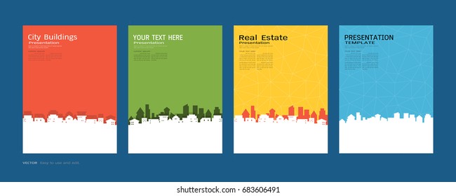 Minimal covers design set, City buildings and real estate concept, Inspiration for your design all media, Easy to use and edit by add your own logo, images, and text, whatever you want.
