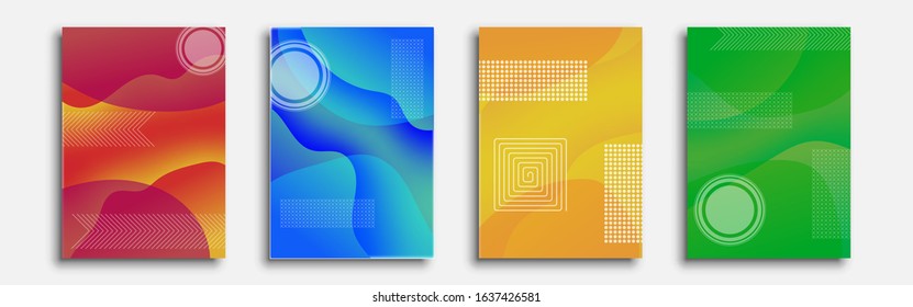 Minimal covers design. Set of four flyers. Future geometric design. Geometric abstraction can be used for invitations, posters and flyers. Vector illustration eps 10.