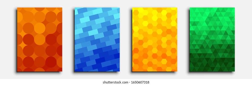Minimal covers design. Set of four flyers. Future geometric design. Geometric abstraction can be used for invitations, posters and flyers. Vector illustration eps 10.