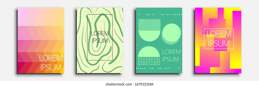 Minimal covers design. Set of four flyers. Future geometric design. Geometric abstraction can be used for invitations, posters and flyers. Vector illustration eps 10.