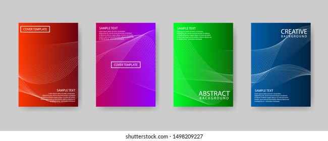 Minimal covers design. A set of modern abstract backgrounds with abstract gradient linear waves. Future geometric patterns.