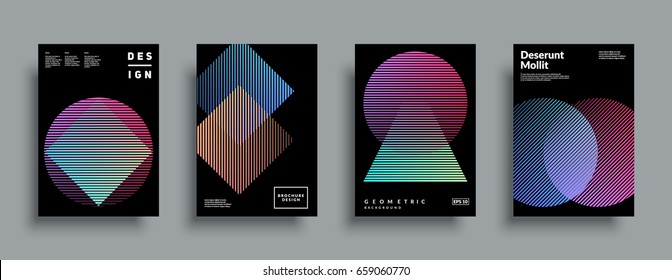 Minimal covers design set  Simple shapes and trendy gradients  Eps10 layered vector 