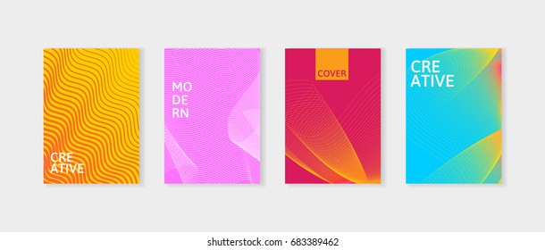 Minimal covers design set. Simple shapes with trendy gradients. Covers with geometric lines. Applicable for Banners, Placards, Posters and Flyers.
