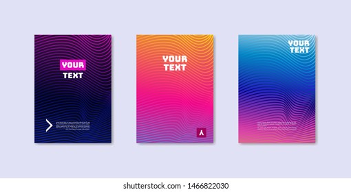 Minimal covers design with smooth gradient lines. Colorful halftone gradients. Background for booklets, posters. Cool gradients. Future geometric patterns.