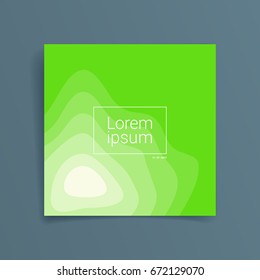 Minimal covers design, square shape. Green color. Template of cover, Placard, Poster, Flyer. Vector illustration, flat