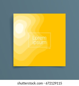 Minimal covers design, square shape. Yellow color. Template of cover, Placard, Poster, Flyer. Vector illustration, flat