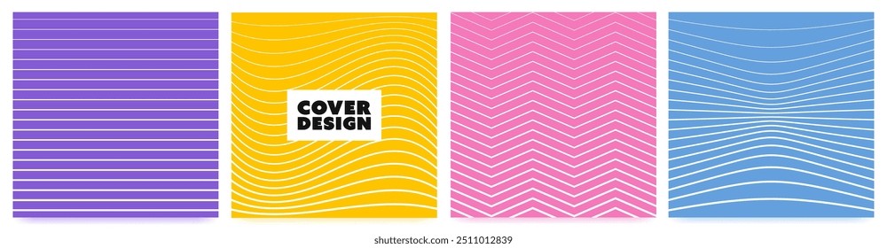 Design de capas mínimas com elementos de linha fina. Design de pôster dinâmico colorido. Ilustração vetorial.