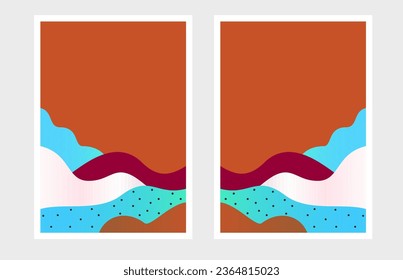 Diseño de cubiertas mínimas. Conjunto de moda, arte moderno de afiches. Diseño para impresiones enmarcadas en pared, afiche de lona, arte como postal o folleto.Vector.