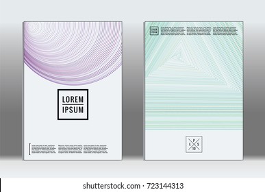 Minimal covers design. Vector abstract line pattern for poster design and book cover. Set of templates for business brochures. 2d prints for banner background. Annual album backdrop graphic pattern.