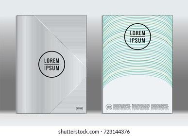 Minimal covers design. Vector abstract line pattern for poster design and book cover. Set of templates for business brochures. 2d prints for banner background. Annual album backdrop graphic pattern.