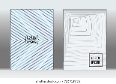 Minimal covers design. Vector abstract line pattern for poster design and book cover. Set of templates for business brochures. 2d prints for banner background. Annual album backdrop graphic pattern.