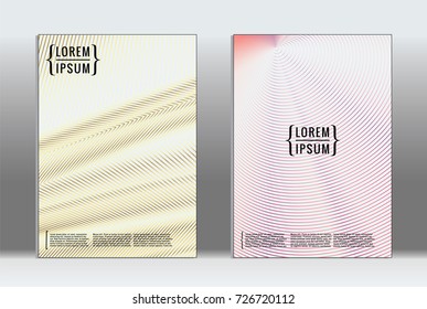 Minimal covers design. Vector abstract line pattern for poster design and book cover. Set of templates for business brochures. 2d prints for banner background. Annual album backdrop graphic pattern.