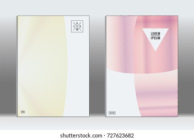 Minimal covers design. Vector abstract line pattern for poster design and book cover. Set of templates for business brochures. 2d prints for banner background. Annual album backdrop graphic pattern.
