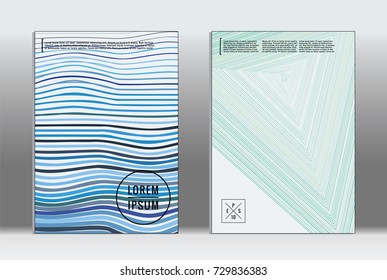 Minimal covers design. Vector abstract line pattern for poster design and book cover. Set of templates for business brochures. 2d prints for banner background. Annual album backdrop graphic pattern.