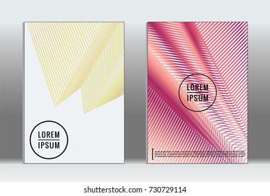 Minimal covers design. Vector abstract line pattern for poster design and book cover. Set of templates for business brochures. 2d prints for banner background. Annual album backdrop graphic pattern.