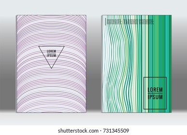 Minimal covers design. Vector abstract line pattern for poster design and book cover. Set of templates for business brochures. 2d prints for banner background. Annual album backdrop graphic pattern.