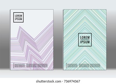 Minimal covers design. Vector abstract line pattern for poster design and book cover. Set of templates for business brochures. 2d prints for banner background. Annual album backdrop graphic pattern.