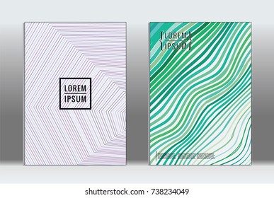 Minimal covers design. Vector abstract line pattern for poster design and book cover. Set of templates for business brochures. 2d prints for banner background. Annual album backdrop graphic pattern.