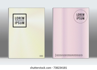 Minimal covers design. Vector abstract line pattern for poster design and book cover. Set of templates for business brochures. 2d prints for banner background. Annual album backdrop graphic pattern.