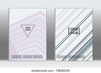 Minimal covers design. Vector abstract line pattern for poster design and book cover. Set of templates for business brochures. 2d prints for banner background. Annual album backdrop graphic pattern.