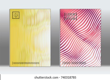 Minimal covers design. Vector abstract line pattern for poster design and book cover. Set of templates for business brochures. 2d prints for banner background. Annual album backdrop graphic pattern.