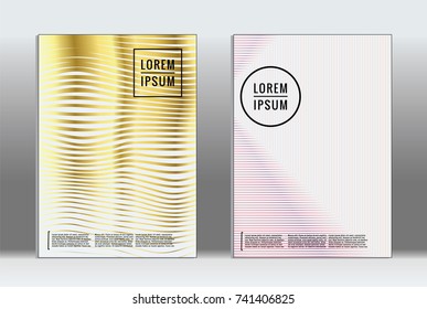 Minimal covers design. Vector abstract line pattern for poster design and book cover. Set of templates for business brochures. 2d prints for banner background. Annual album backdrop graphic pattern.