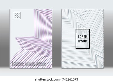 Minimal covers design. Vector abstract line pattern for poster design and book cover. Set of templates for business brochures. 2d prints for banner background. Annual album backdrop graphic pattern.